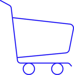 Sticker - Blue Outline Shopping Cart Icon Or Symbol.