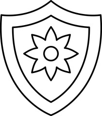 Wall Mural - Flower Shield Icon Or Symbol In Line Art.