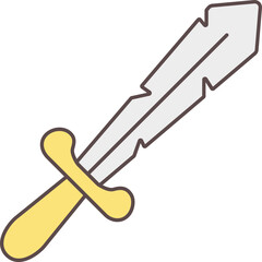 Poster - Isolated Sword Icon In Yellow And Gray Color.