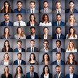 © Victor - Photo collage portrait of multiracial business people in suit with different ages looking at camera. Mosaic of corporate modern faces.