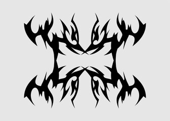 Sticker - black abstract flame symmetrical tattoo tribal vector