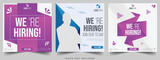 Fototapeta  - We are hiring job vacancy for social media post banner design template with red color. We are hiring a jo vacancy for a square web banner designer. Employee vacancy announcement. Illustration isolated