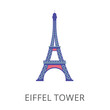 Eiffel tower as French symbol flat vector icon. Cartoon drawing or illustration of traditional symbol or tourist attraction on white background. Traveling, vacation, tourism, France concept