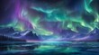© nomanmiazi - Captivating Northern Lights Sky Background Aurora Borealis Night Sky Dazzling Polar Lights Landscape Northern Lights Aurora Scenery AI Generative