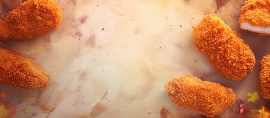 Wall Mural - Focussed on homemade fried cutlets isolated pastel background Copy space