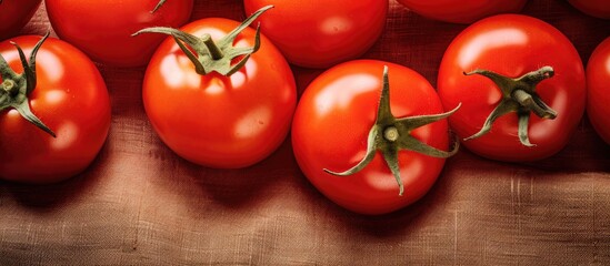 Poster - Close up of select red ripe tomatoes isolated pastel background Copy space