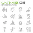 Climate change line icon set, ecology collection, vector graphics, logo illustrations, ecological vector icons, eco symbols signs, outline pictograms, editable stroke