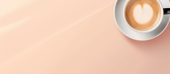 Aufkleber - Isolated cup of coffee on a isolated pastel background Copy space with reflections