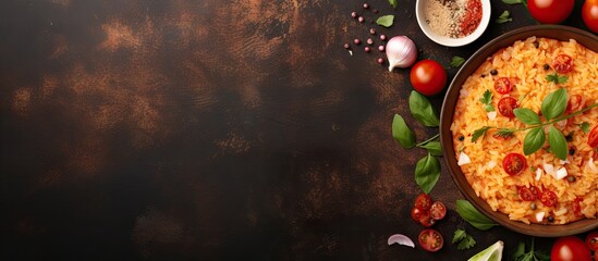 Aufkleber - Italian cuisines tomato risotto isolated pastel background Copy space