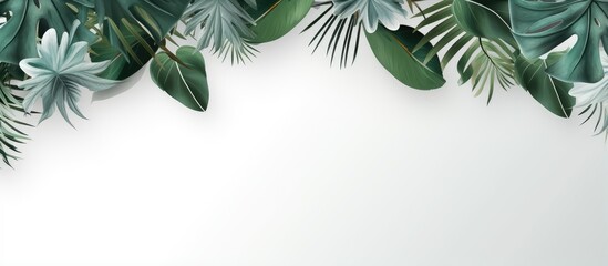 Aufkleber - Tropical foliage with white frame on a isolated pastel background Copy space
