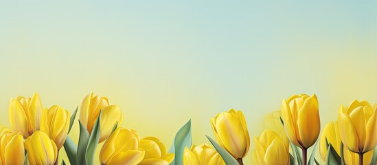 Canvas Print - Yellow tulips isolated pastel background Copy space