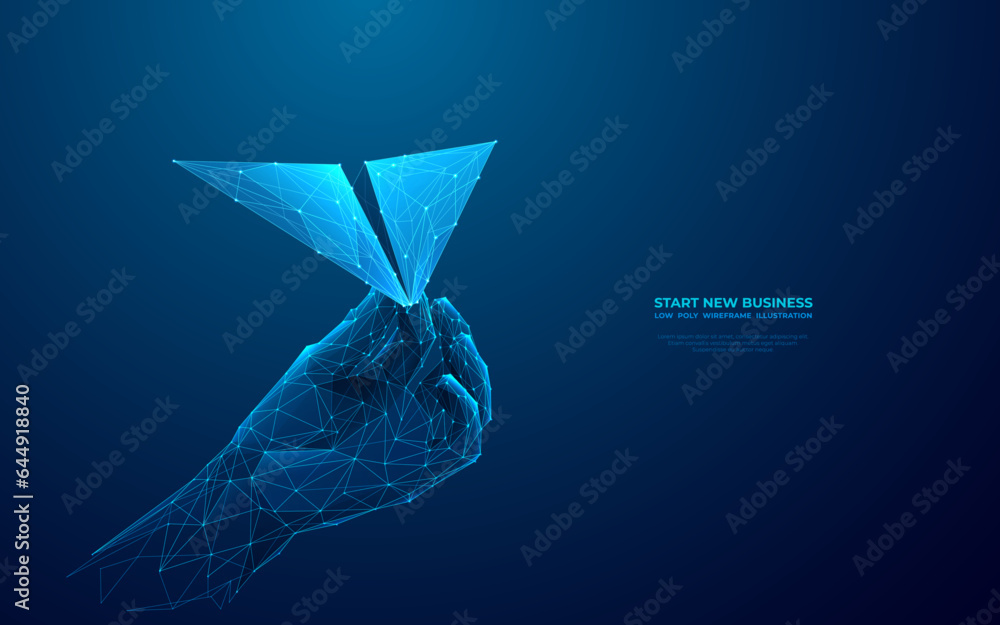 Paper Launch Picture Abstract digital close-up hand holding paper airplane on technology ...