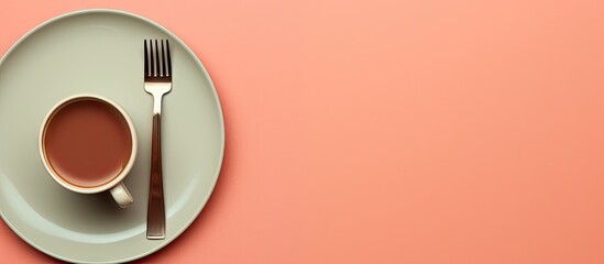 Poster - Disposable tableware on a isolated pastel background Copy space set
