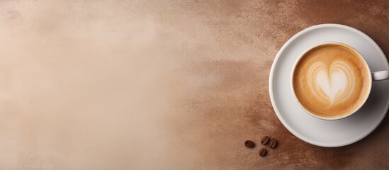 Poster - Place a cup of coffee on the table Take a cup of coffee Put coffee on table Grab coffee isolated pastel background Copy space