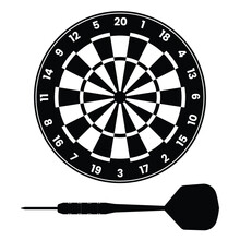 Darts Silhouette. Black And White Icon Design Elements On Isolated White Background