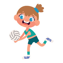 Canvas Print - girl playing with volleyballl ball icon