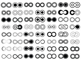 Infinity symbols set of infinity icons symbols of endless unlimited, eternal, eternal, unlimited eternal vector illustration