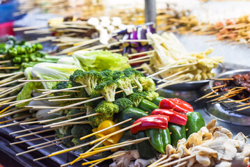 Sticker - Many  vegetables snacks in Jalan Alor street food in Kuala Lumpur