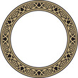 Vector gold and black round classic renaissance ornament. Circle, ring european border, revival style frame..