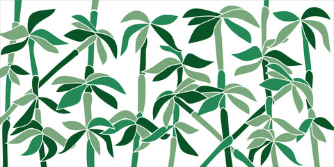 Wall Mural - Vector stencil Bamboo. Contour floral print drawing. Window transom for painting..