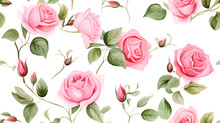 Decorative Rose Pattern On White Background