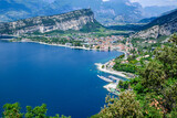 Fototapeta  - Panorama del Lago di Garda, Torbole e Riva del Garda, monte Brione
