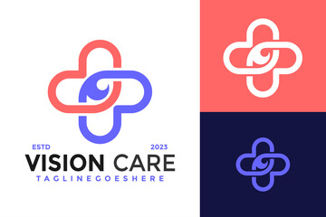 Wall Mural - Vision care medical logo design vector symbol icon illustration