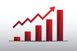 © Modern Design - Flat design vector illustration of a sales bar chart symbol with ascending red arrows_graph design
