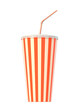 Fast food cola or milkshake drink cup, drinking straw. Generic striped beverage container. Png clipart isolated on transparent background