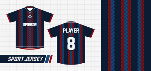 Sticker - SPORT JERSEY DESIGN WITH BLUE AND RED ARROW STRIPE PATTERN