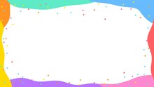 4k Colorful Little Splashes On Transparent Background. Small Animated Color Dots Yellow, Orange, Green, Purple, Blue, Red, Pink. Cartoon Childish Design Style. Seamless Loop Simple Circles Kid Pattern