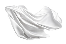 Flying White Silk Fabric.  Cutout On Transparent Background