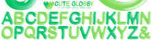 3D Cute Glossy Green Letters A-Z Uppercase