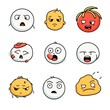 © AITTHIPHONG - Set of cartoon faces expressions, face emojis, stickers, emoticons, cartoon funny mascot characters face set