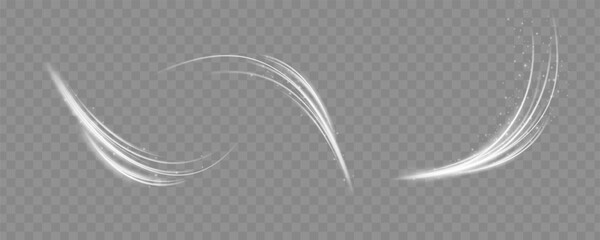 Wall Mural - White glowing shiny lines effect vector background. Luminous white lines of speed. Light glowing effect. Light trail wave, fire path trace line and incandescence curve twirl.