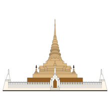 Line Drawing Wat Phra That Chae Haeng, Nan Province, Thailand