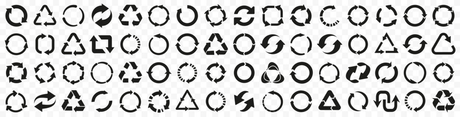 Leinwandbilder - Circular arrow pictogram collection. Black arrow icons. Recycle, refresh, reload, loading, loop arrow icons in black. Circle arrow pointer