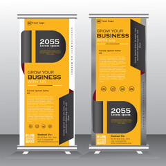 roll-up banner design template, Graphic template roll-up for exhibitions, banner for seminar, layout for placement of photos. Universal stand for conference, promo banner vector background.