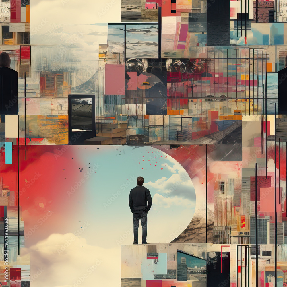 Person and universe with planets in space discovery science fantasy ...