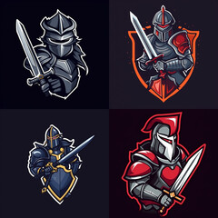 knight with sword exsport mascot logo