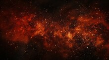 Black Dark Orange Red Brown Shiny Glitter Abstract Background With Space. Twinkling Glow Stars Effect. Like Outer Space, Night Sky, Universe. Rusty, Rough Surface, Grain