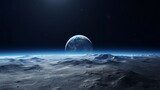 Fototapeta Do akwarium - Blue earth seen from the moon surface-Europe