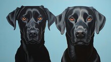 A Painting Of A Dog With A Black Lab Face