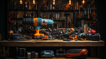 Wall Mural - Various construction tools.