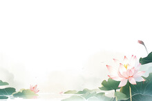 Chinese Ink Water Lily And Lotus Flower Background