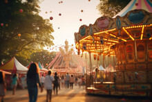 Local Fair Or Carnival Organized For Labor Day, Where Families And Friends Come Together To Enjoy Rides, Games, And Festivities. Generative Ai.