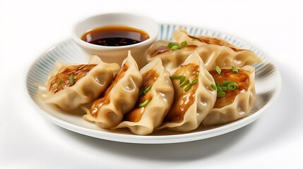 Pan-fried gyoza dumpling jiaozi food.  