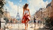 Woman exploring the streets of Paris