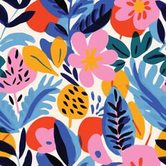 Wall Mural - Seamless Colorful Botanical Pattern. Seamless pattern of Botanical in colorful style. Add color to your digital project with our pattern!