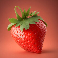 Strawberry on a red gradient background, isolated